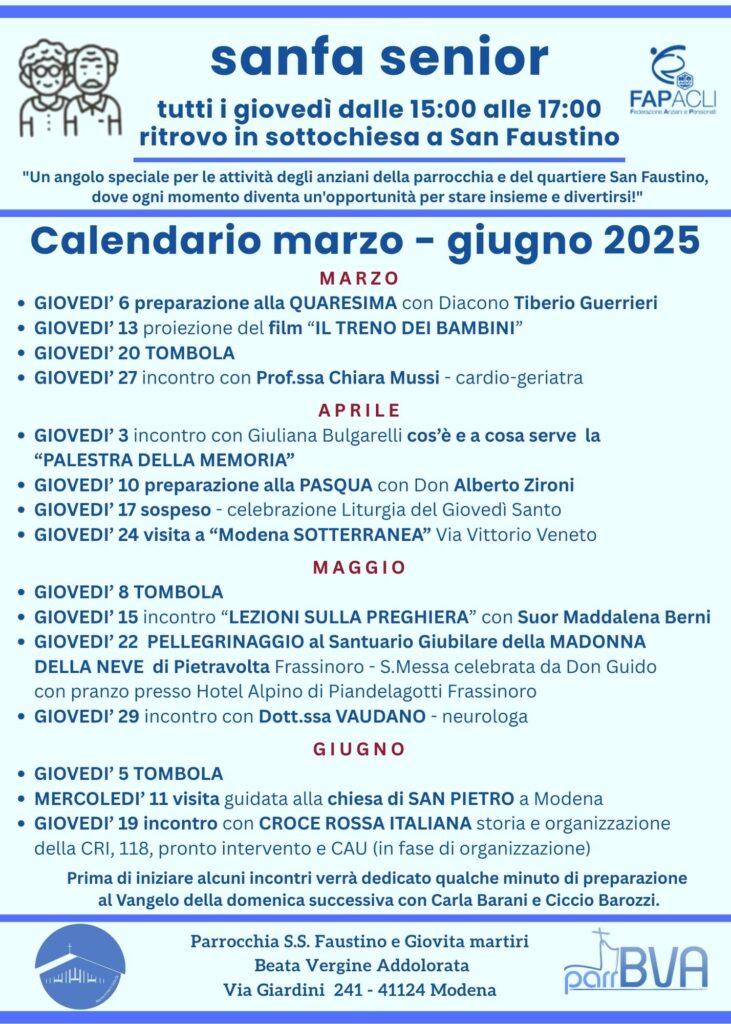 Sanfa Senior Calendario 2025 marzo-giugno